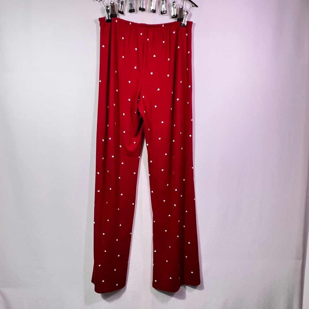 Auden Red Heart Print Pajama Set Small Short Sleeve Top Wide Leg Pants NWT - Picture 5 of 8